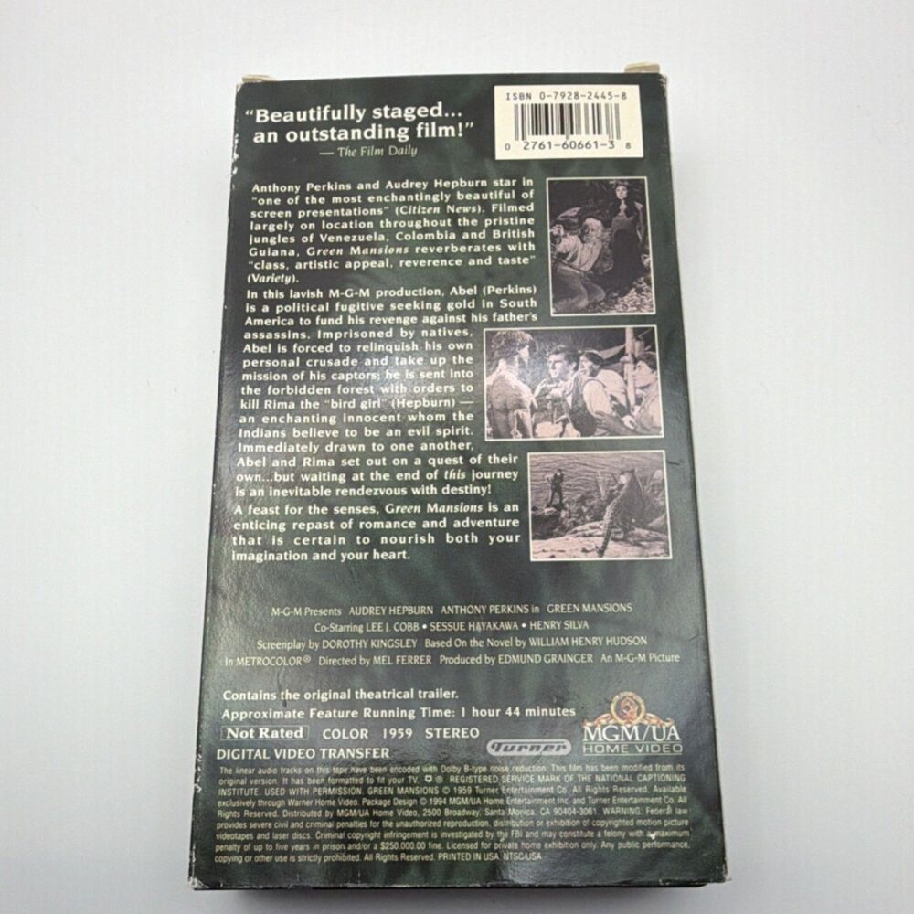 MGM/UA Green Mansions VHS 30th Anniversary Audrey Hepburn Anthony Perkins 1959 - Picture 3 of 4